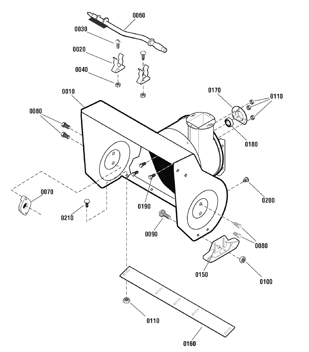 Auger Housing Group Diagram and Parts List for 1695696 2009 Briggs and Stratton Snow Blower